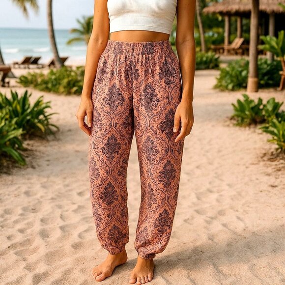 O'neill XS Harem Pants Casual Boho Hippie Retro Lightweight Elastic Ankle Summer - Picture 1 of 12